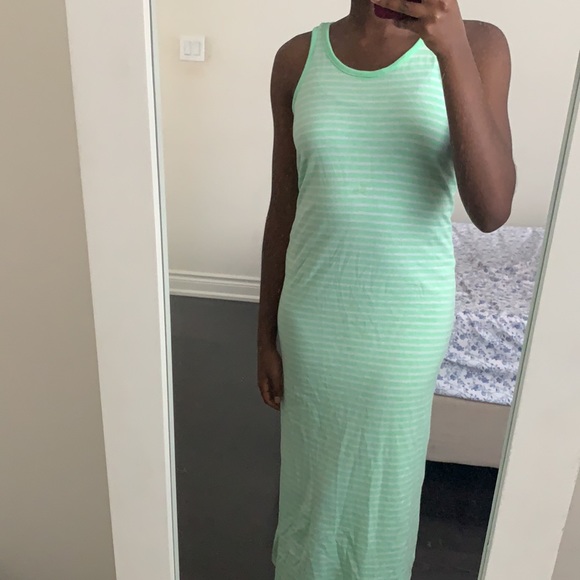 Old lady stripped green and white summer dress. - Picture 5 of 6